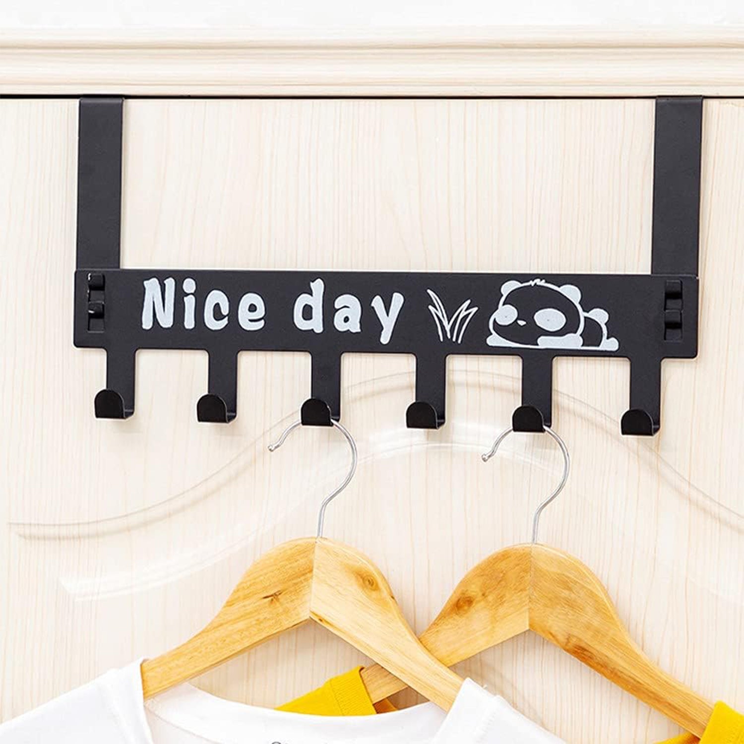 Heavy-Duty Carbon Steel Over Door Hook Rack for Towels & Coats (1 Pc, 6 Hooks) Heavy-Duty Carbon Steel Over Door Hook Rack for Towels & Coats (1 Pc, 6 Hooks)